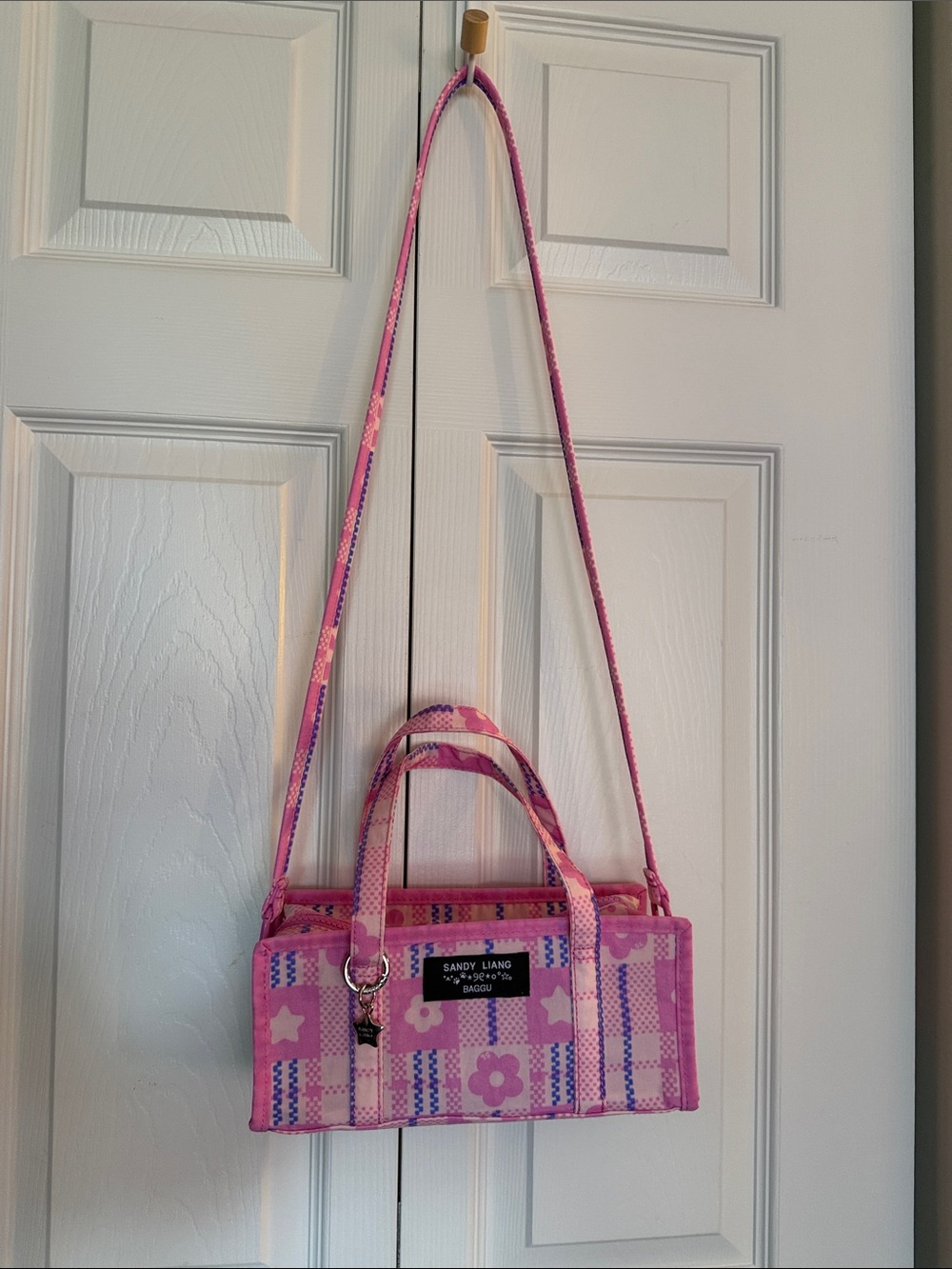 BAGGU Sandy Liang Mini Nylon Market Bag Pink Floral & Star Mini Crossbody